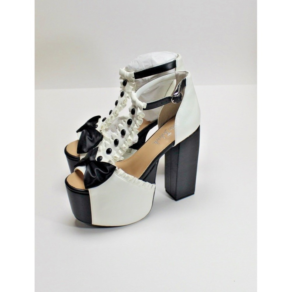 Charla Tedrick Luxedo platform Heel shoes Sandal Black white Womens Size 10M